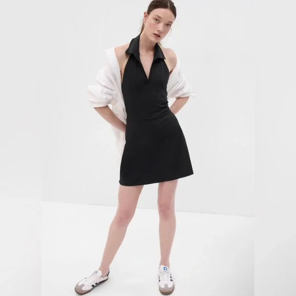 GAP NWT GapFit Power Polo Halter Dress Black